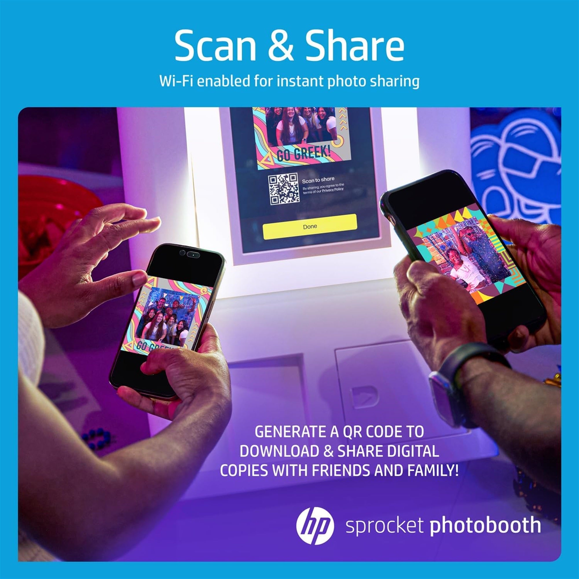 HP Sprocket Photobooth 3x4 fotoskriver (hvit) pakke med sinkpapir (100 ark) og bæreveske