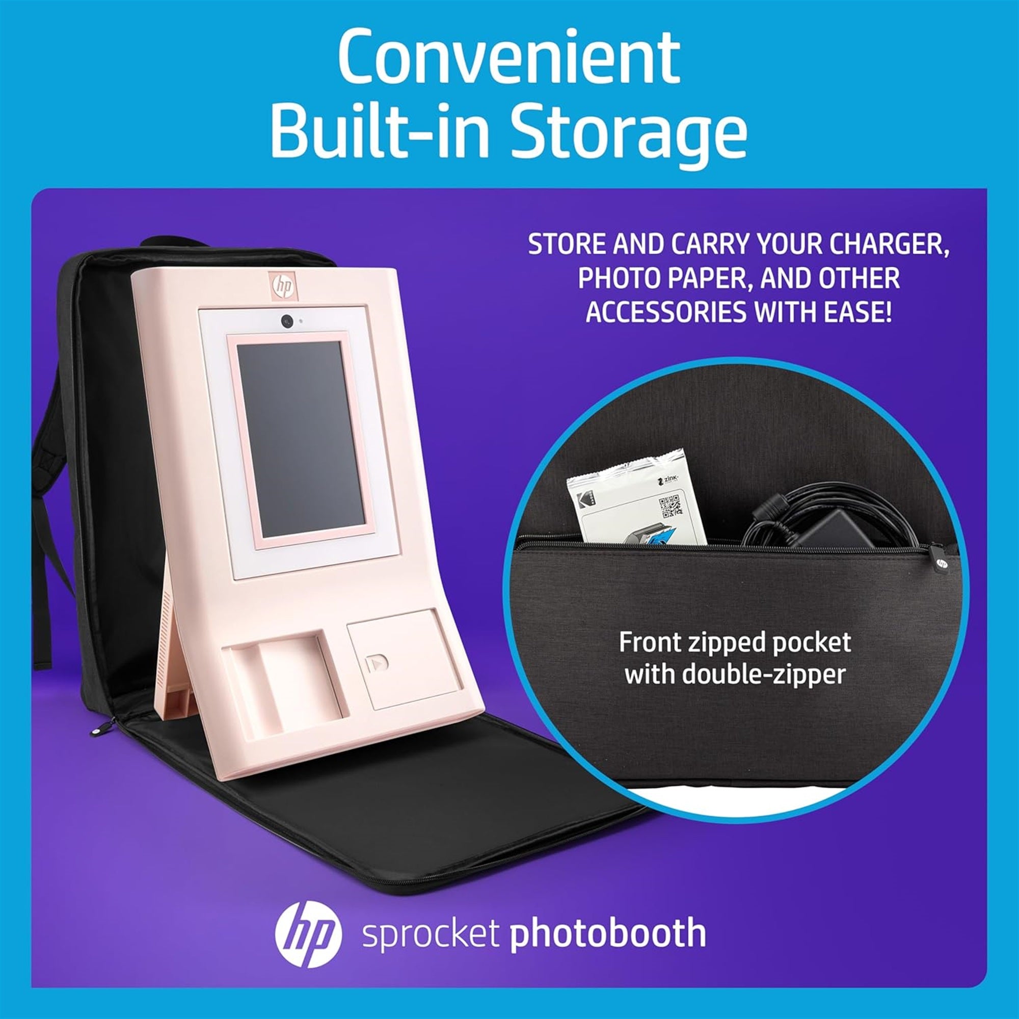 HP Sprocket Photobooth reiseryggsekk (svart), eksklusivt for HP Sprocket Photobooth-skriver