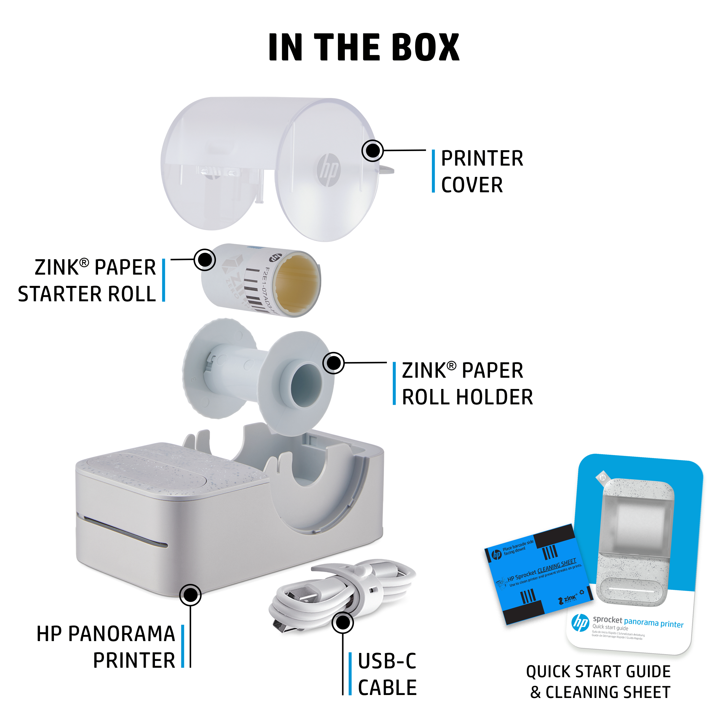 HP Sprocket Panorama Instant Portable Color Label & Photo Printer (Grey) Sprocket Printers