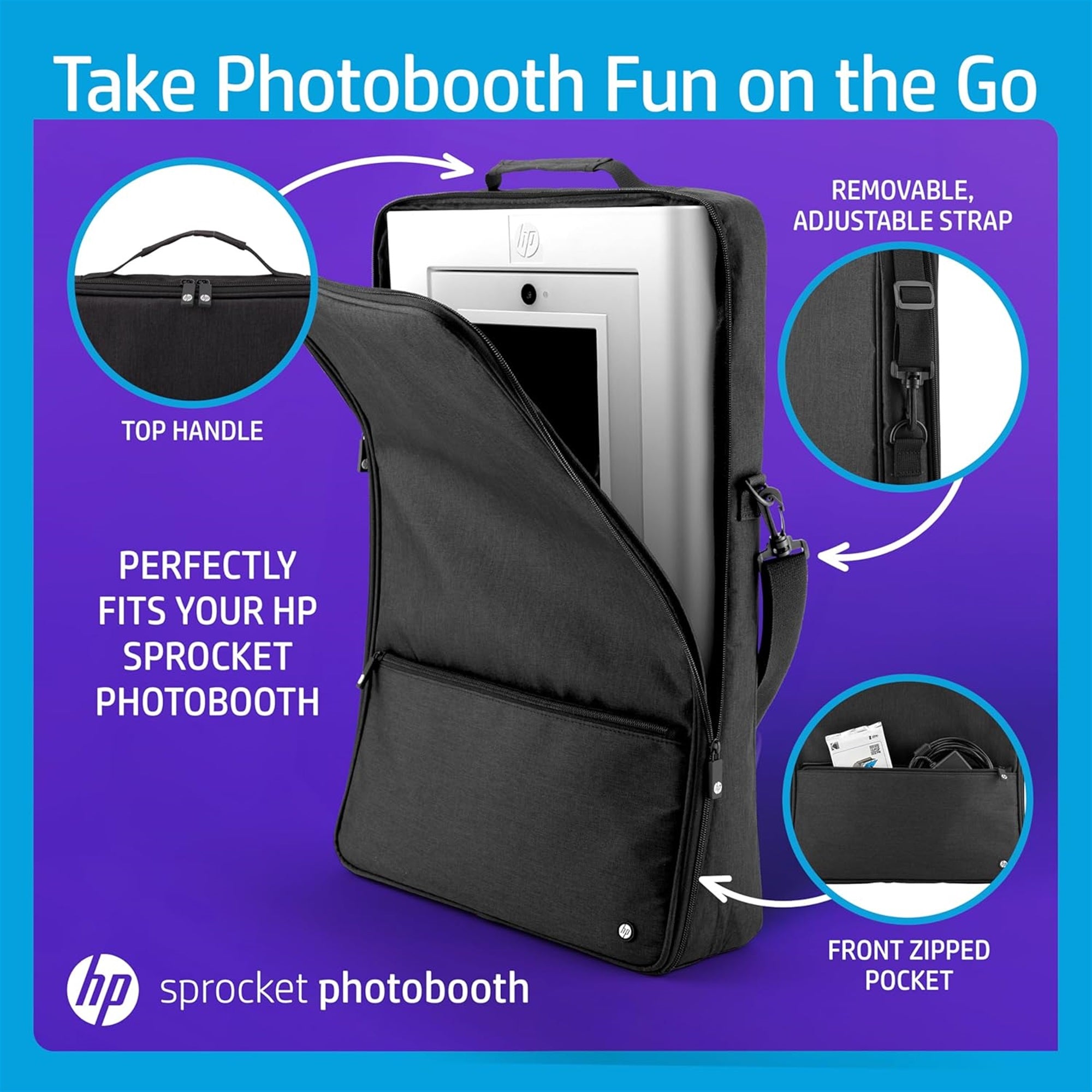 Мягкий чехол HP Premium Carrying Storage Case со съемным плечевым ремнем для фотобудки Sprocket (черный)