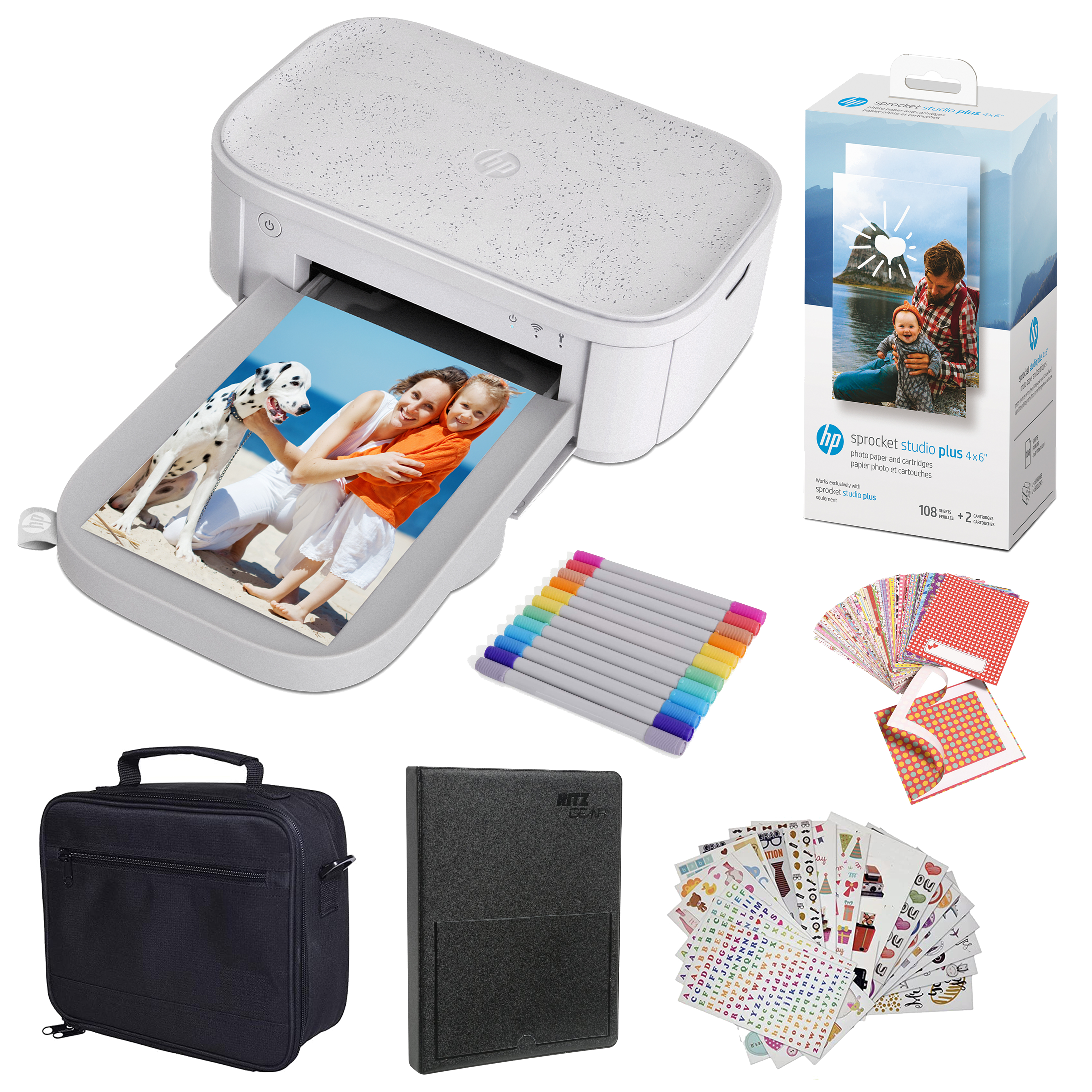 HP Sprocket Studio Plus WiFi Printer Prints 4x6 - Gift Bundle Sprocket Printers